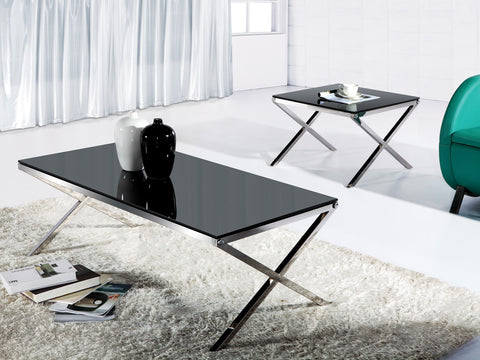 Coffee Table with Tempered Glass & Chrome Base