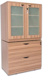 Glass Door Storage with 2-Drawer Lateral File Cabinet