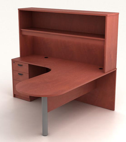 L-Shaped Workstation with Open Hutch (Reversible)