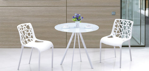 White Tempered Glass Round Table